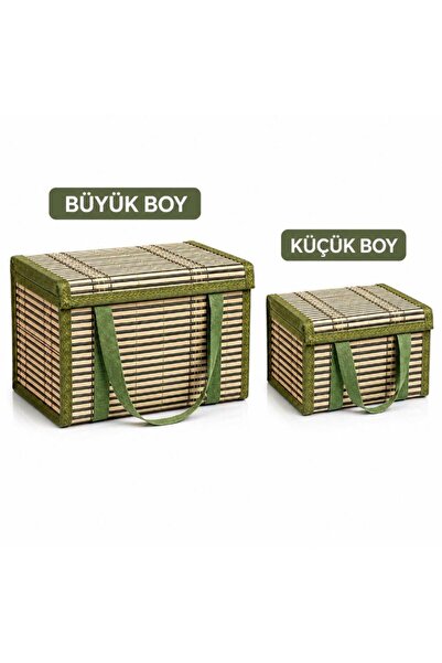 HÜCO BAZAAR 2'li Katlanır Hasır Çok Amaçlı Piknik Plaj Taşıma Düzenleyici Org...