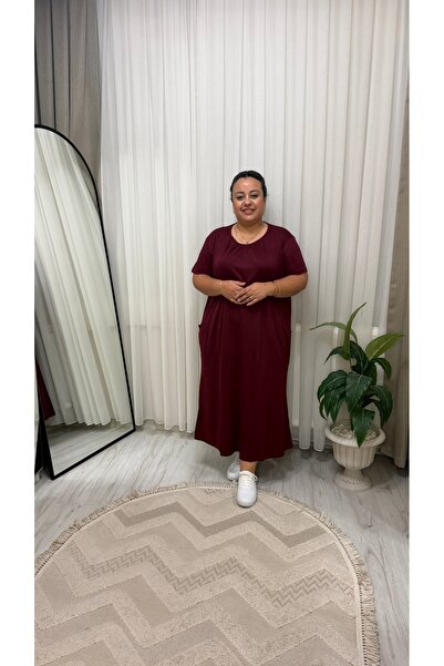 Butik Cep Detaylı Modal Kumaş Elbise