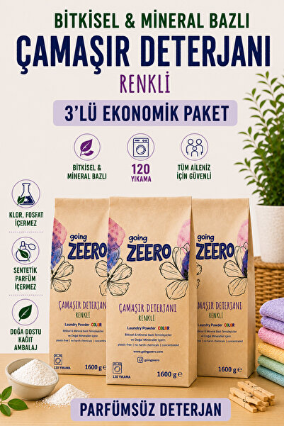 Going Zeero Renkli Çamaşırlar İçin Doğal Çamaşır Deterjanı - Bitkisel Mineral...