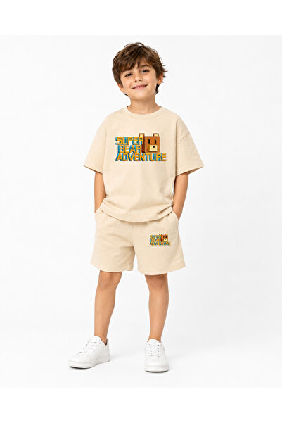 fasardi Super Bear Adventure Süper Ayı Baskılı Oversize %100 Pamuk Tişört Şor...