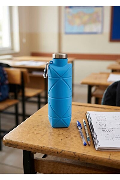 mercanpromosyon Foldable Silicone Water Bottle and Blue Water Container with ...