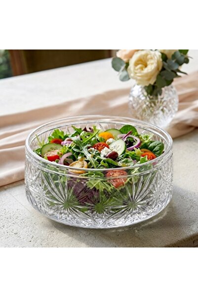 AYZ HOME Starry Crystal Cutting Bowl 24 cm Handmade / Luxury Salad Presentati...