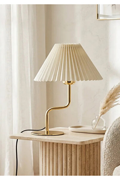 HOMİNG Kırçıllı Pileli Orijinal Gold Kaplama Abajur