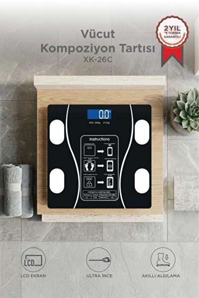 Torima Bluetooth Akıllı Tartı Dijital Baskül Yağ Kas Vücut Kitle İndeksi XK-2...