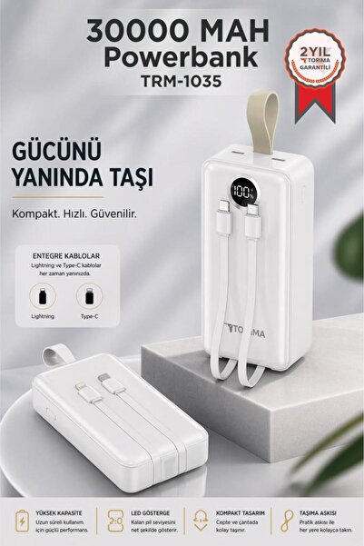 Torima Powerbank Dijital Göstergeli 2 Çıkışlı 30.000 Mah Taşınabilir Hızlı Şa...