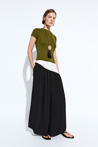Massimo Dutti Pilili hacimli geniş paça pantolon