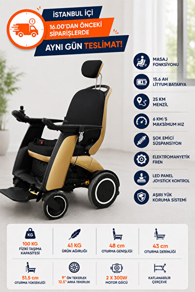 POYLİN P911 Proluxe Masaj Koltuklu Akülü Tekerlekli Sandalye