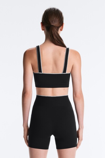 Oysho Kontrast dikişli orta destekli Comfortlux spor sütyeni
