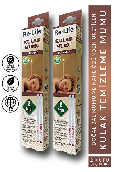re-life Kulak Temizleme Mumu Çubuğu 2 Kutu (4 Çubuk)