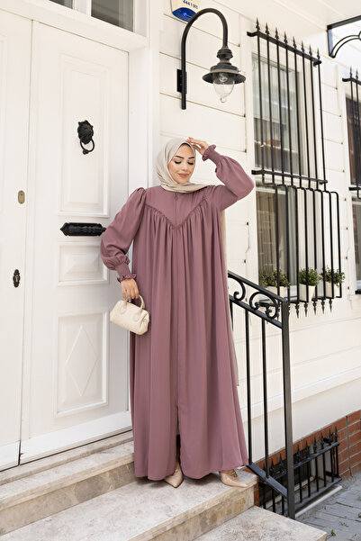 Berel Moda Manșetă Gipeli V Roba detaliu încrețit Crepe Ferace-Dried Rose