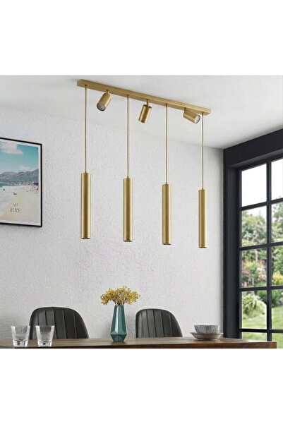 N Naturel Aydınlatma 100cm 7 Spotlu Ledli Yemek Masası Avizesi / Sarı Işık Am...