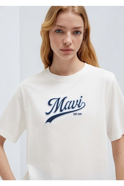 Mavi M1613565 Logo Embroidered T-Shirt Women's T-Shirt White