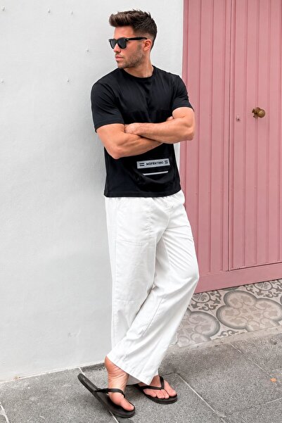 Madmext Baskılı Siyah T-shirt 5359