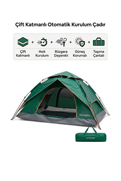 kamptek kamp teknolojisi Camp One Dört mevsim 4 Kişilik Çift Katmanlı Otomati...