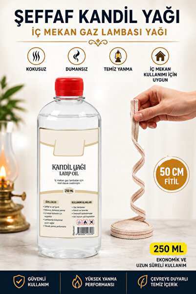 Dünya Magnet Şeffaf Kandil Yağı Kokusuz Iç Mekan Gaz Lambası Yağı 250 ml + 50...