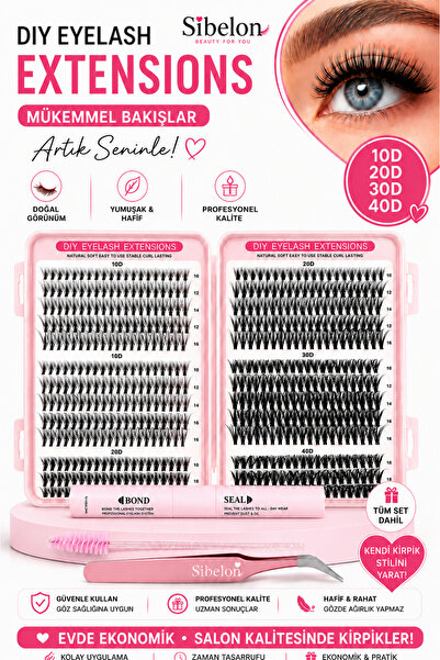 Sibelon Takma Kirpik Seti 600 Parça 10D/20D/30D/40D Komple Set