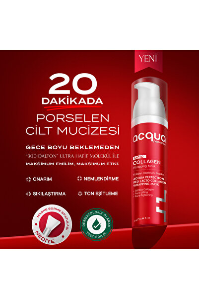 Acqua Perfection Collagen | Nemlendirici Gözenek Kırışıklık Karşıtı Kolajen Porselen Cam Cilt Soyulabilir Maske 70 ml
