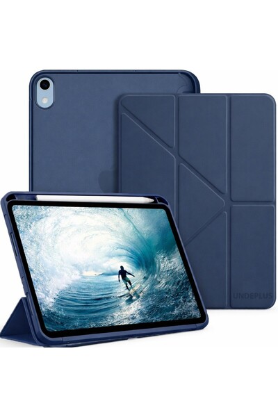 UnDePlus Apple iPad Air 11inç M4/M3/M2 2026-2024 Kılıf Kalem Bölmeli Trifoldi...