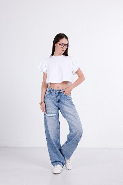 i8 Denim بنطلون جينز بتفاصيل ممزقة