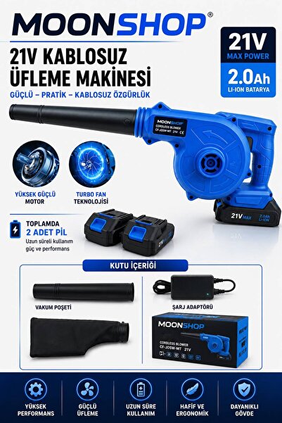 MOONSHOP Germany Power Seri 144vf 7 Şarjlı Hava Üfleyici Ve Toz Toplayıcı Çif...