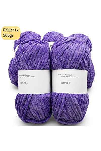 Oxford İplik İhrac Fazlası 5'li Paket 500gr Simli Kadife Lila EX12312