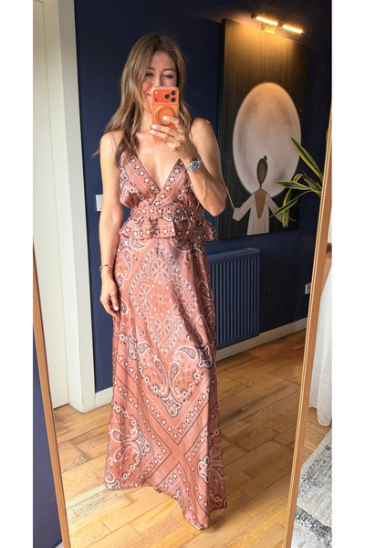 Aurelie Şal desenli boho elbise