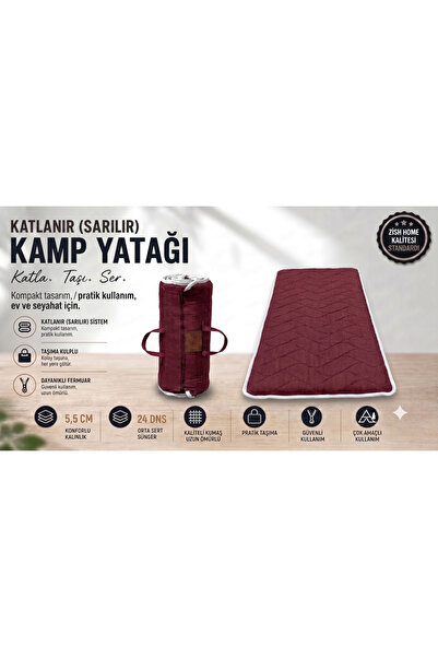 zishtekstil ZISH Home Flexi Katlanır Kamp Yatağı | 5 cm 24 DNS Ortopedik Süng...