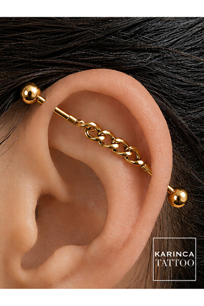 Karınca Piercing Zincir Helix Conch Kıkırdak Kulak Piercing Industrial İnce K...