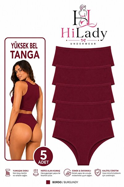 Hilady Ženske tange, tange sa visokim strukom, paket od 5 komada, tange od pa...