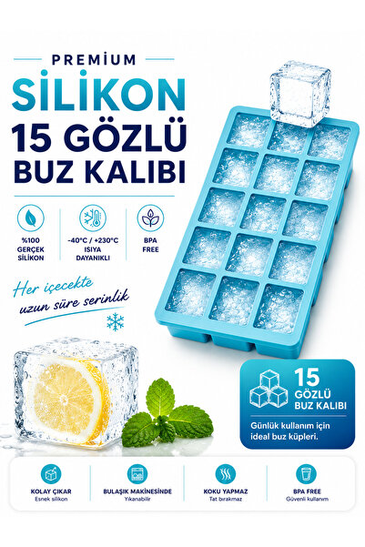 silvora 15 Bölmeli Silikon Buz Kalıbı, Büyük L Boy Küp Buzlar, Kokteyl Sunum ...