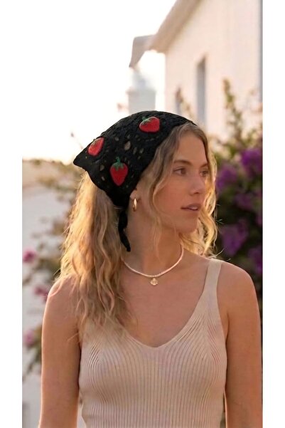 destini Kadın Örgü Bandana Saç Bandanası Bel Bandanası Granny Square Bandana