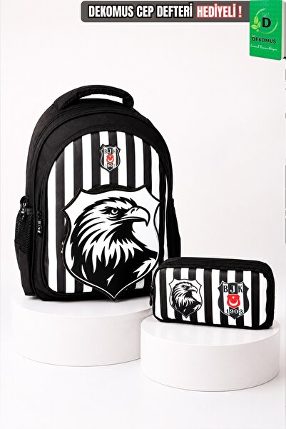 Beşiktaş x Σετ σχολικής τσάντας και τσάντας μολυβιών μεγάλου μεγέθους 3D Eagl...