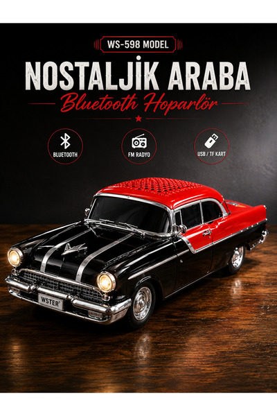 KOLAYEV Klasik Amerikan Araba Bluetooth Hoparlör FM Radyo USB TF Destekli Ret...