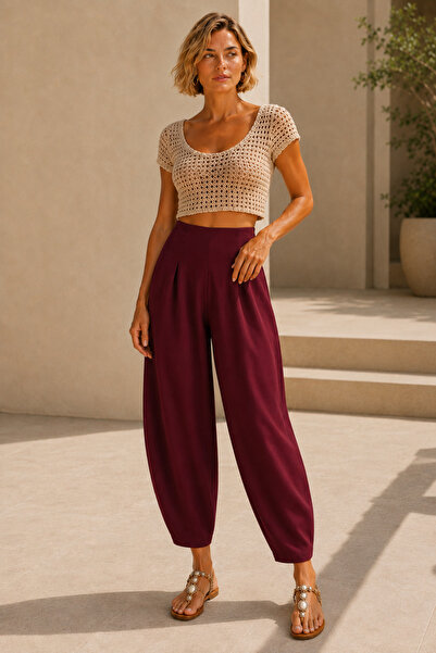 MevaMoss Pantaloni stil harem, tip balon, din material scuba crep