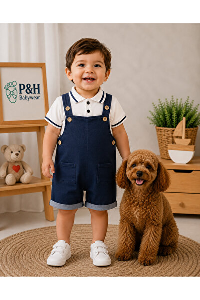 P&H BABYWEAR طقم صيفي للأولاد/الأطفال يتكون من قميص بولو بأكمام قصيرة وسروال ...