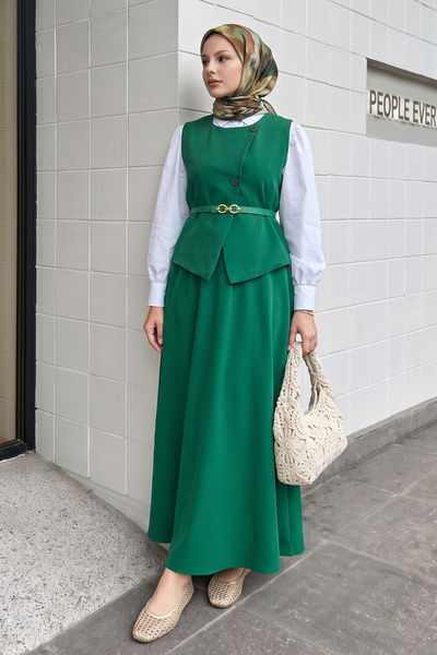 InStyle Vestă asimetrică dublă Suit Verde Smarald