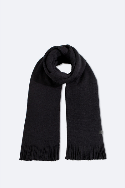 Avva Men's Black Basic Tassel Shawl A52Y9401