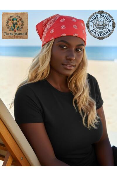 BANDANA MARKETİ أضف 4 في سلة ادفع 3 باندانا حمراء بنمط عرقي للجنسين (السعر لق...