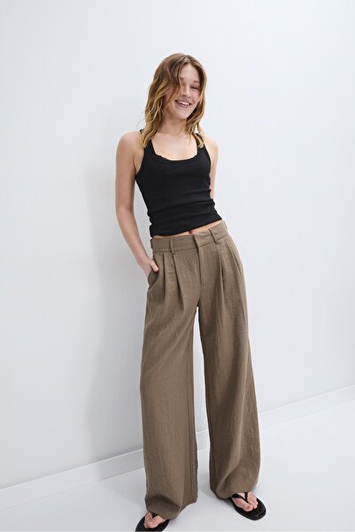 Stradivarius Ayarlanabilir geniş paça pantolon
