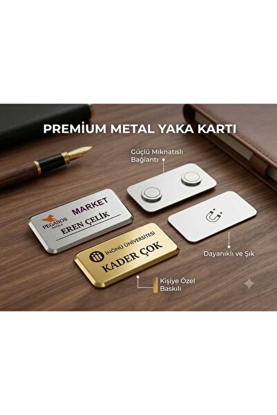 İZMOTTO PERSONEL YAKA İSİMLİK PREMİUM METAL 2 ADET