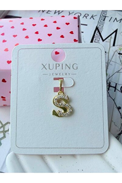 XUPING JEWELRY S Harfi Çelik Kolye Ucu Gold Renk