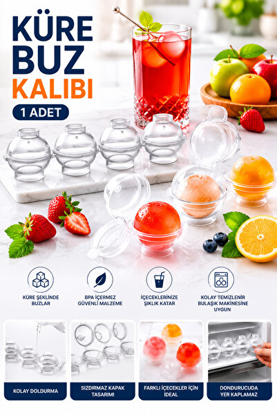 FBZhome 4'lü Küre Buz Kalıbı 5 cm Çapında Buz Küresi Kalıbı Buz Topu