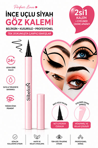 Sibelon Eyeliner Stamp Çekme Aparatlı Kalem Eyeliner Pembe Ambalaj