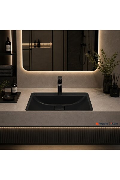KALE Zero 2.0 60x40 Cm Siyah Yarı Gömme Dikdörtgen Lavabo