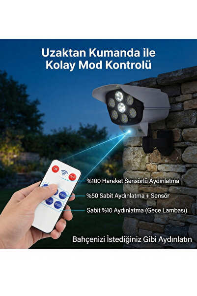 borayris Kamera Görünümlü Solar Led Aydınlatma - Uzaktan Kumandalı Dış Ortam Sensörlü Spot
