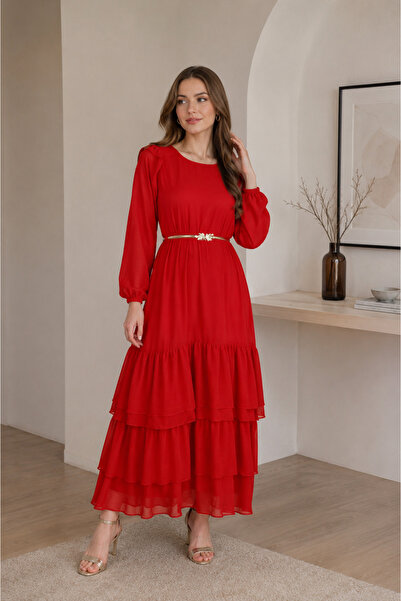 Libas lab Salama - Mesmerizing Chiffon Lined Maxi Dress with Ruffled Tiered a...