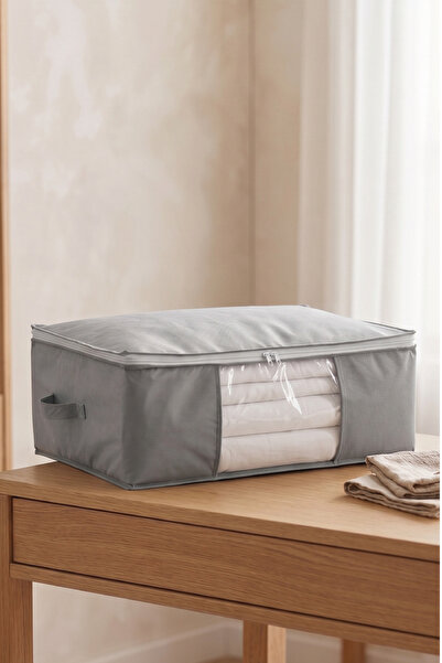 Vedsey Home Organizer حقيبة تنظيم القاعدة كبيرة الحجم بنافذة رمادية 70x50x25 سم