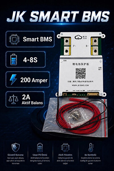 BMS JK Smart 4-8S 200A Bluetooth Akıllı Batarya Koruma Kartı