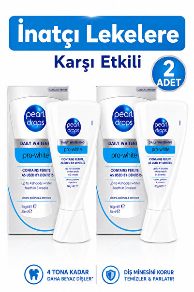 Pearl Drops Pro-White - 2 Adet- Leke Çıkarıcı Beyazlatıcı Diş Macunu, İnatçı ...