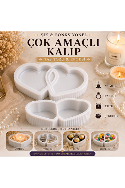 Şenhomee Epoksi Silikon Kalp Mumluk Kalıbı Saklama kutusu takı kutusu kalıbı ...